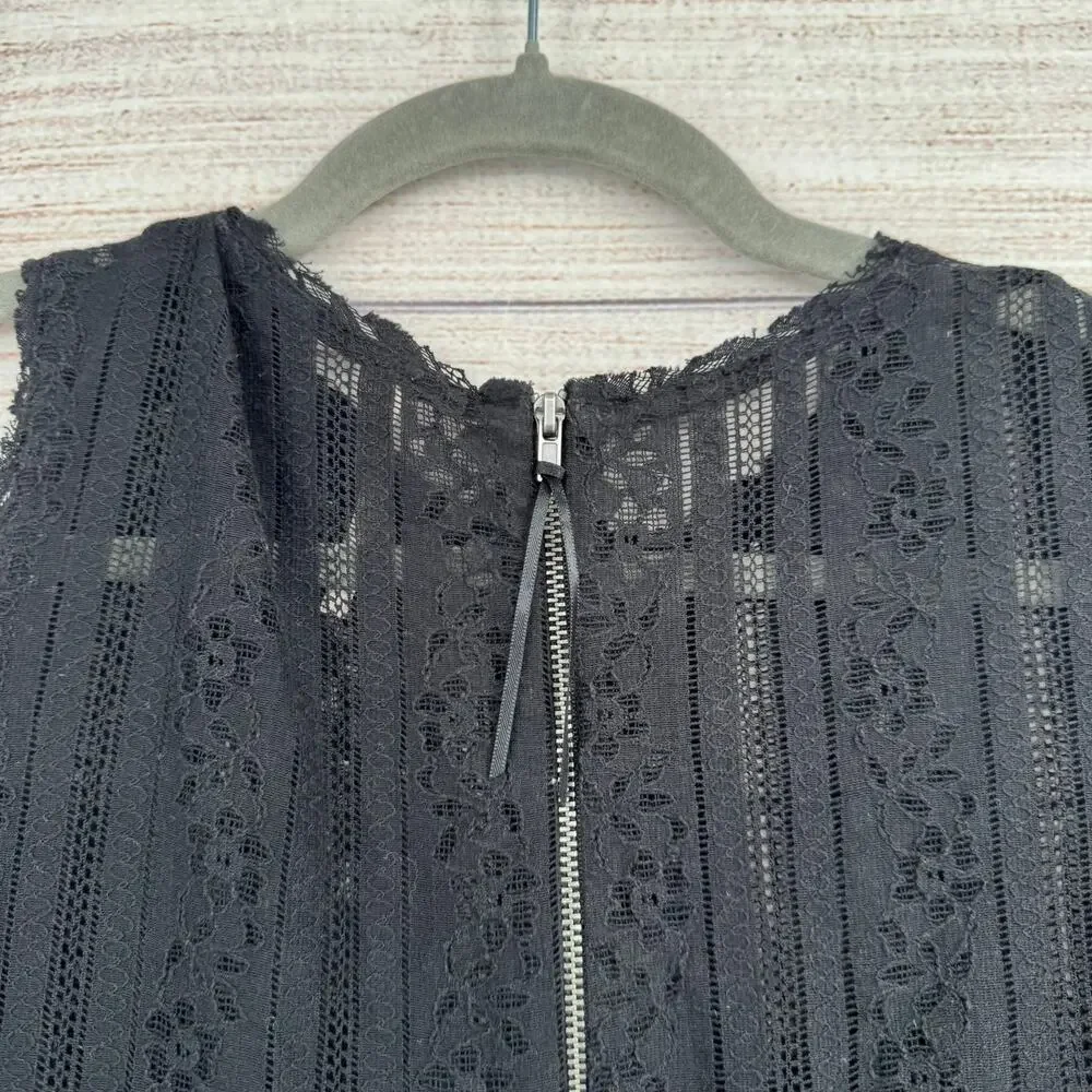 Free People Lace Mini Dress Womens Small Black‎ Sleeveless Back Zip